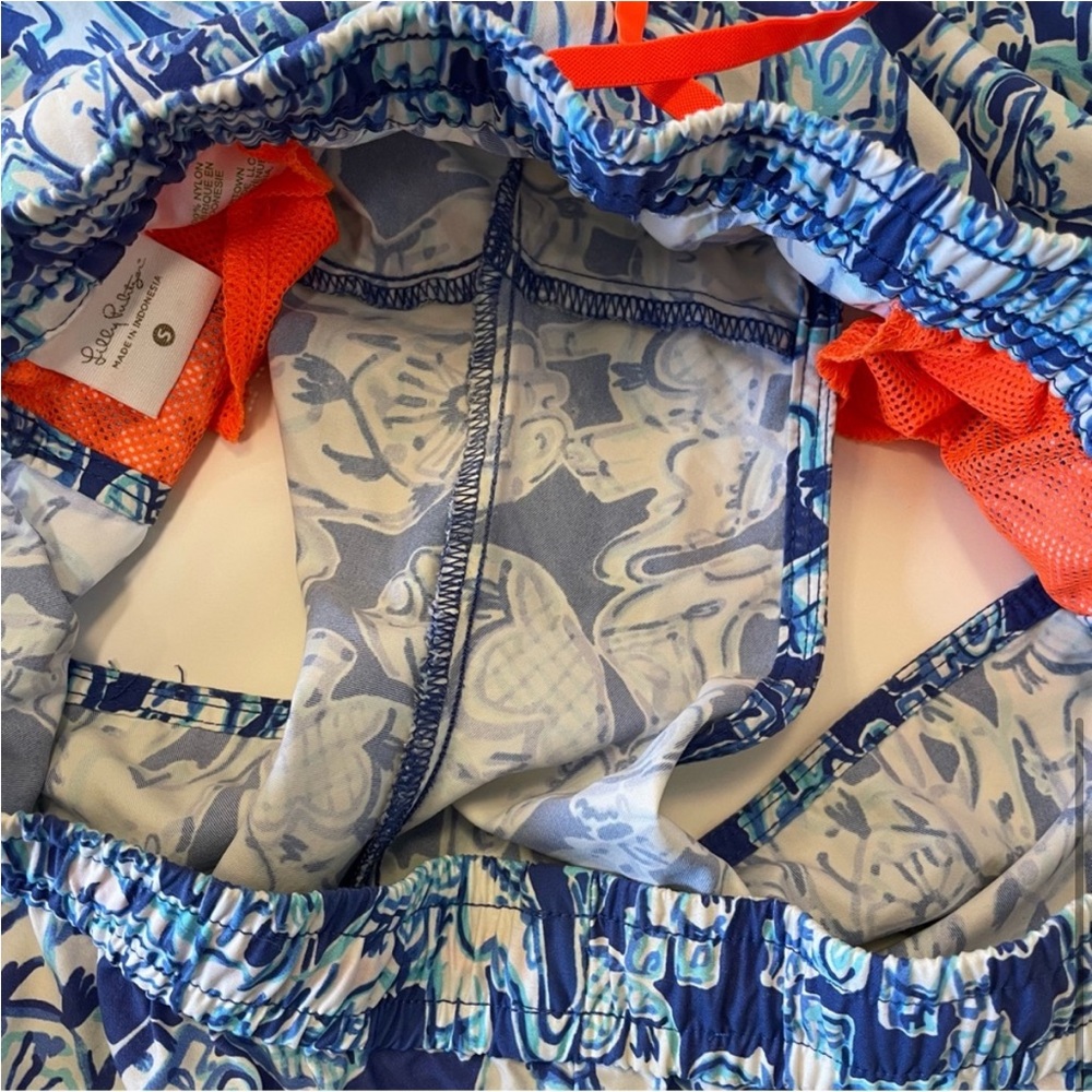 Lilly Pulitzer Run Around Luxletic Short Bomber Blue Get Trunky Elephants Small - Picture 5 of 7